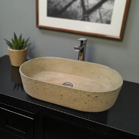 Image of Gaia's Ark Sandstone Exposed Aggregate Bespoke Concrete Sink 53 x 30 x 11.5cm Seedleme