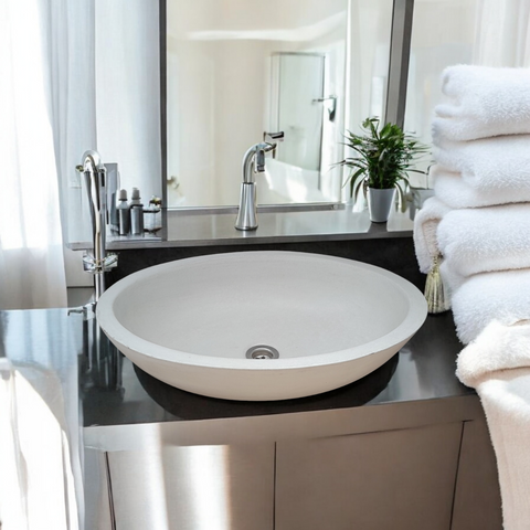 Image of Angels Rock Pool Ivory Bespoke Bathroom Sink 545x400x165mm Seedleme