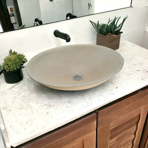 Sandstone Precast Concrete Oval Basin 50 x 35 x 15 cm