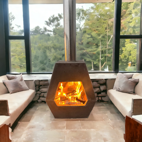 Image of Concrete fireplace indoor/outdoor 60 x 55 x 30cm