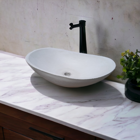 Image of Ivory Oval  Shaped Bespoke Bathroom Basin  59 x 39 x 12cm