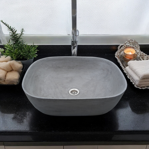 Image of Charcoal Concrete Aquadite Bathroom Sink 50 x 40.5 x 14.5cm