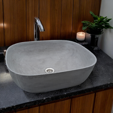 Image of Charcoal Concrete Aquadite Bathroom Sink 50 x 40.5 x 14.5cm