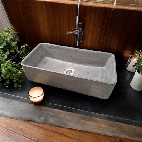 Image of Aquatina Charcoal Concrete Basin 47 x 23.5 x 12cm