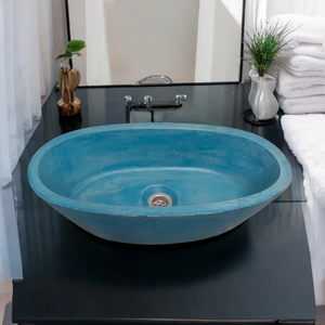 Calypso Blue Bespoke Concrete Basin 56 x 29.5 x 15cm