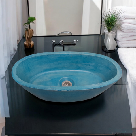 Image of Calypso Blue Bespoke Concrete Basin 56 x 29.5 x 15cm