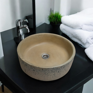 Sandstone Round Flat Exposed Aggregate Bespoke Basin 40 x 40 x 12cm