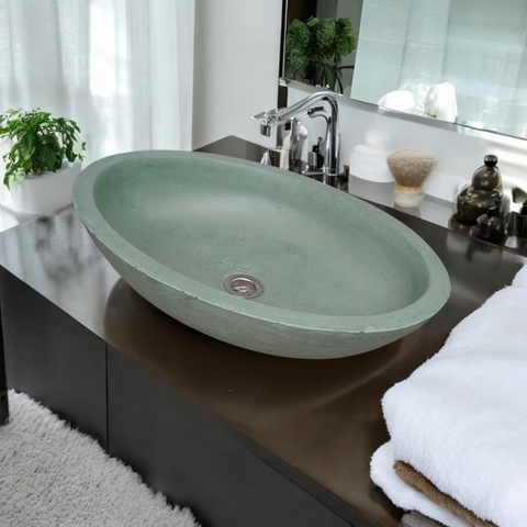 Image of Angels Rock Pool Green Bespoke Bathroom Sink 545x400x165mm