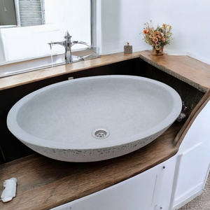 Exposed Aggregate Bespoke Grey Angels Rock Pool Concrete Sink 545x400x165mm