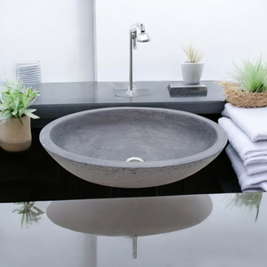 Exposed Aggregate Bespoke Charcoal Angels Rock Pool Concrete Sink 545x400x165mm