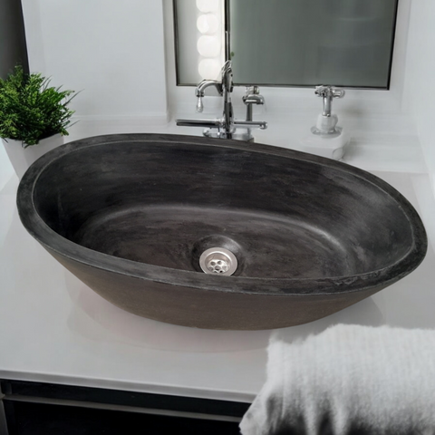 Image of Calypso Black Bespoke Concrete Basin 56 x 29.5 x 15cm