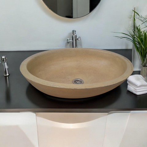 Image of Angels Rock Pool Sandstone Bespoke Bathroom Sink 545x400x165mm