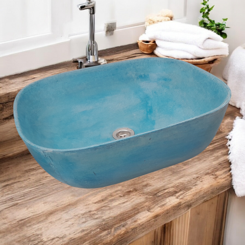 Image of Blue Bespoke Concrete Aquadite Bathroom Sink 50 x 40.5 x 14.5cm