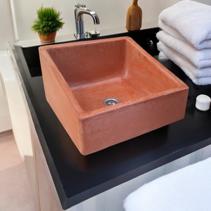 Bespoke Terracotta Concrete Slanting Pyramid Sink 360 x 365mm