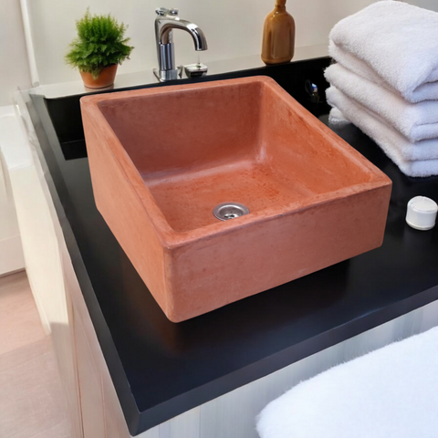 Image of Bespoke Terracotta Concrete Slanting Pyramid Sink 360 x 365mm