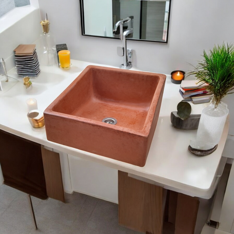 Image of Bespoke Terracotta Concrete Slanting Pyramid Sink 360 x 365mm