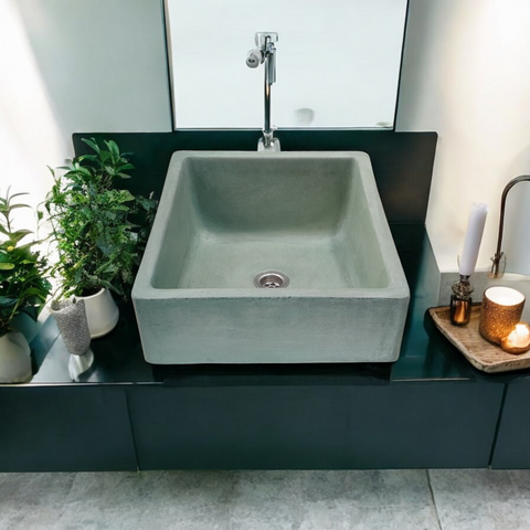 Image of Bespoke Green Concrete Slanting Pyramid Sink 360 x 365mm