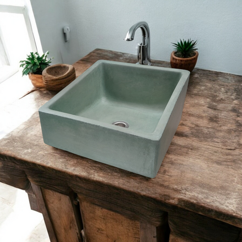 Image of Bespoke Green Concrete Slanting Pyramid Sink 360 x 365mm