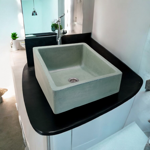 Image of Bespoke Green Concrete Slanting Pyramid Sink 360 x 365mm