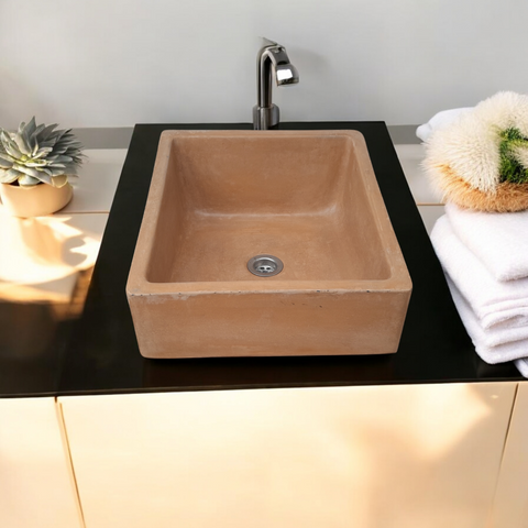 Image of Bespoke Burnt Orange Concrete Slanting Pyramid Sink 360 x 365mm