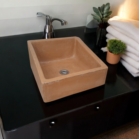 Image of Bespoke Burnt Orange Concrete Slanting Pyramid Sink 360 x 365mm