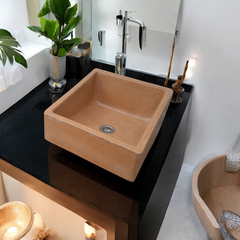 Image of Bespoke Burnt Orange Concrete Slanting Pyramid Sink 360 x 365mm