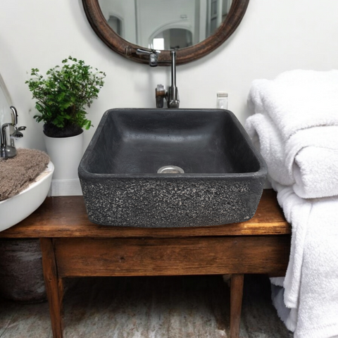 Image of Black Starry Night Bespoke Concrete Cement Handmade Basin Countertop Butler Sink 31x31x12cm