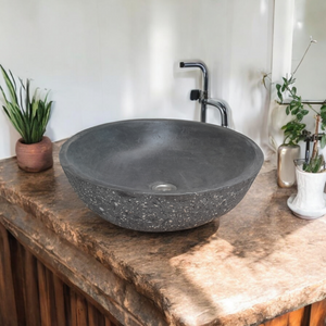 Black Starry Night Bespoke Concrete Concaved Basin 42 x 14cm