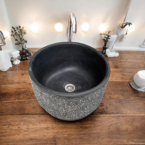 Image of Starry Night Concrete Round Flat 40cm x 40cm x 20cm. Hand-made Bespoke Butler Basin