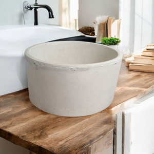 Cement Round flat Ivory Countertop Sink. Bespoke Bathroom sink 40 x 40 x 20cm