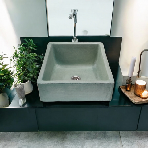 Image of Bespoke Green Concrete Slanting Pyramid Sink 360 x 365mm Seedleme