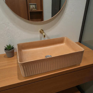 The Abalone Burnt Orange Bespoke Concrete Sink 50 x 34 x 13cm Seedleme