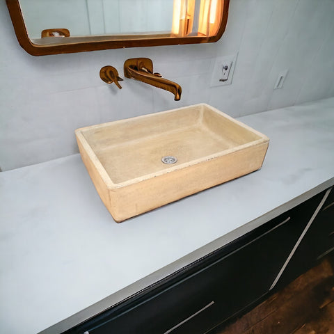 Image of Sandstone Concrete Sink for Kitchen or Bathroom 60.5 x 41 x 13cm - Seedleme