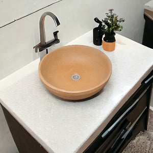 Burnt Orange Round Concave Bespoke Concrete Bathroom Sink. 42 x 14cm(Made to Order)