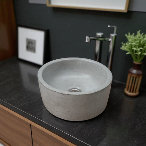 Image of Grey Round Bespoke Concrete Sink 30 x 30 x 13cm Seedleme