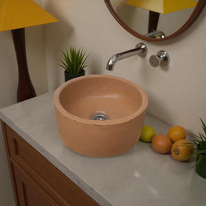 Burnt Orange Round Bespoke Concrete Sink 30 x 30 x 13cm Seedleme