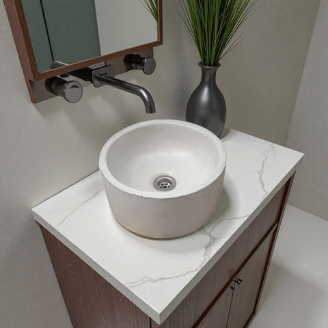 Image of Ivory Round Bespoke Concrete Sink 30 x 30 x 13cm Seedleme