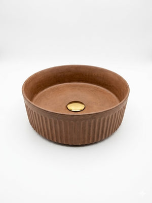 The Pangolin Bespoke Choc Plum Round Ribbed Sink 36 x 11.5