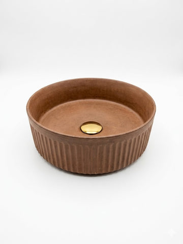 Image of The Pangolin Bespoke Choc Plum Round Ribbed Sink 36 x 11.5