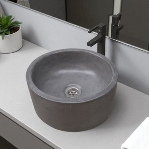 Charcoal Round Bespoke Concrete Sink 30 x 30 x 13cm Seedleme