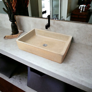 Sandstone Concrete Sink for Kitchen or Bathroom 60.5 x 41 x 13cm - Seedleme