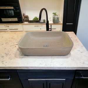 Sandstone Concave Rectangle Concrete Basin 52 x 40 x 13cm
