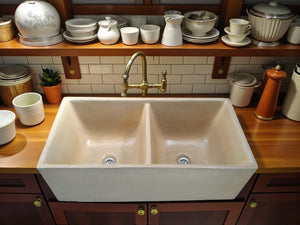 Large Sandstone Double Concrete Kitchen Butler Basin 80 x 40 x 27cm (50mm Outlet) Seedleme