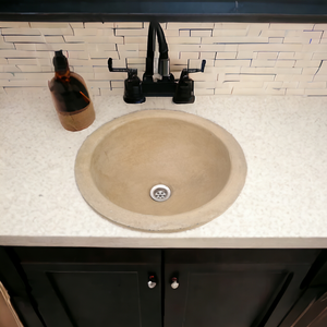 Sandstone Bespoke Round Concrete Drop-In Sink 43 x 43 x 15cm Seedleme