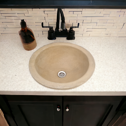 Image of Sandstone Bespoke Round Concrete Drop-In Sink 43 x 43 x 15cm Seedleme