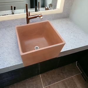 Large Terracotta Square Concrete Basin 45 x 40 x 31cm Seedleme