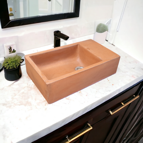 Image of Terracotta Concrete Basin/Sink 42 x 24 x 11.5cm - Seedleme