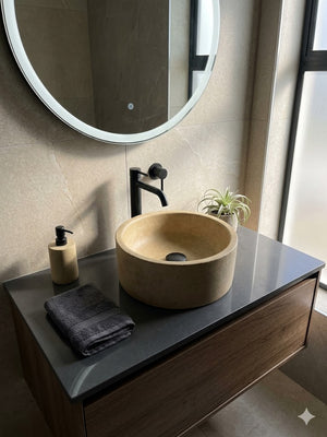 Sandstone Round Bespoke Concrete Sink 30 x 30 x 13cm