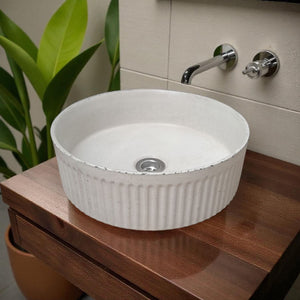 The Pangolin Bespoke Ivory Round Ribbed Sink 36 x 11.5 Seedleme