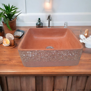 Terracotta Namibian Dream 36 x 36 x 12 cm. Bespoke Exposed Basin Seedleme